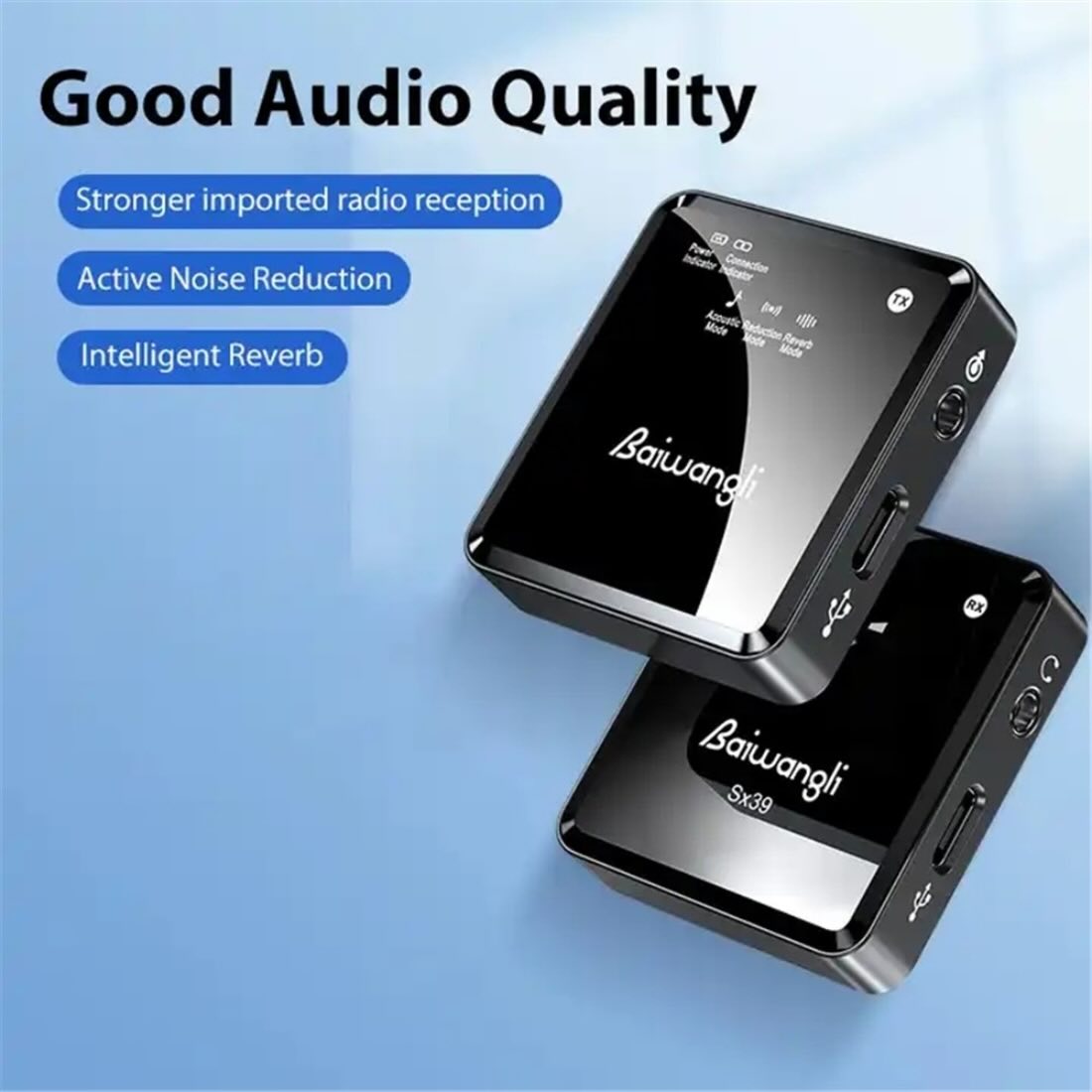 BAIWANGLI SX39 Single Wireless Lavalier Microphone – 1 Transmitter & 1 Receiver | Type C